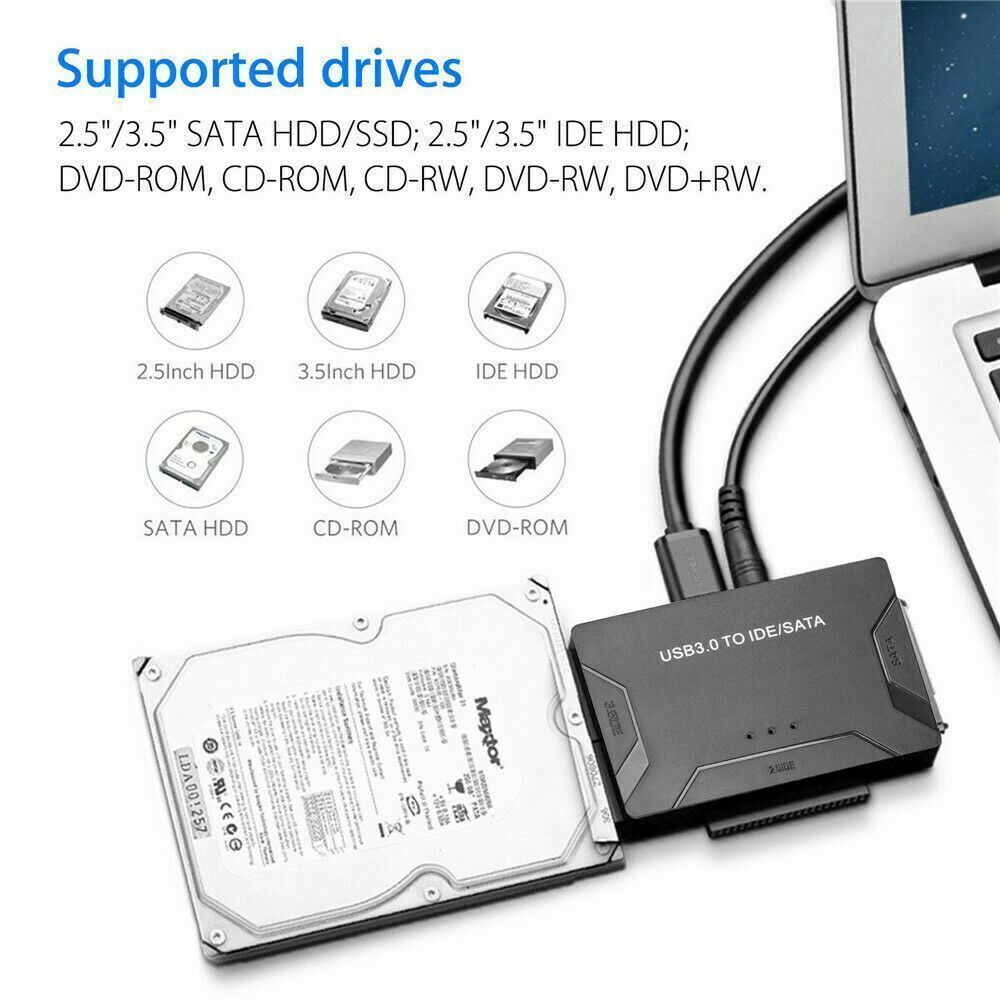 USB 3.0 to IDE & SATA Converter External Hard Drive Adapter Kit 2.5"/3.5" Cable