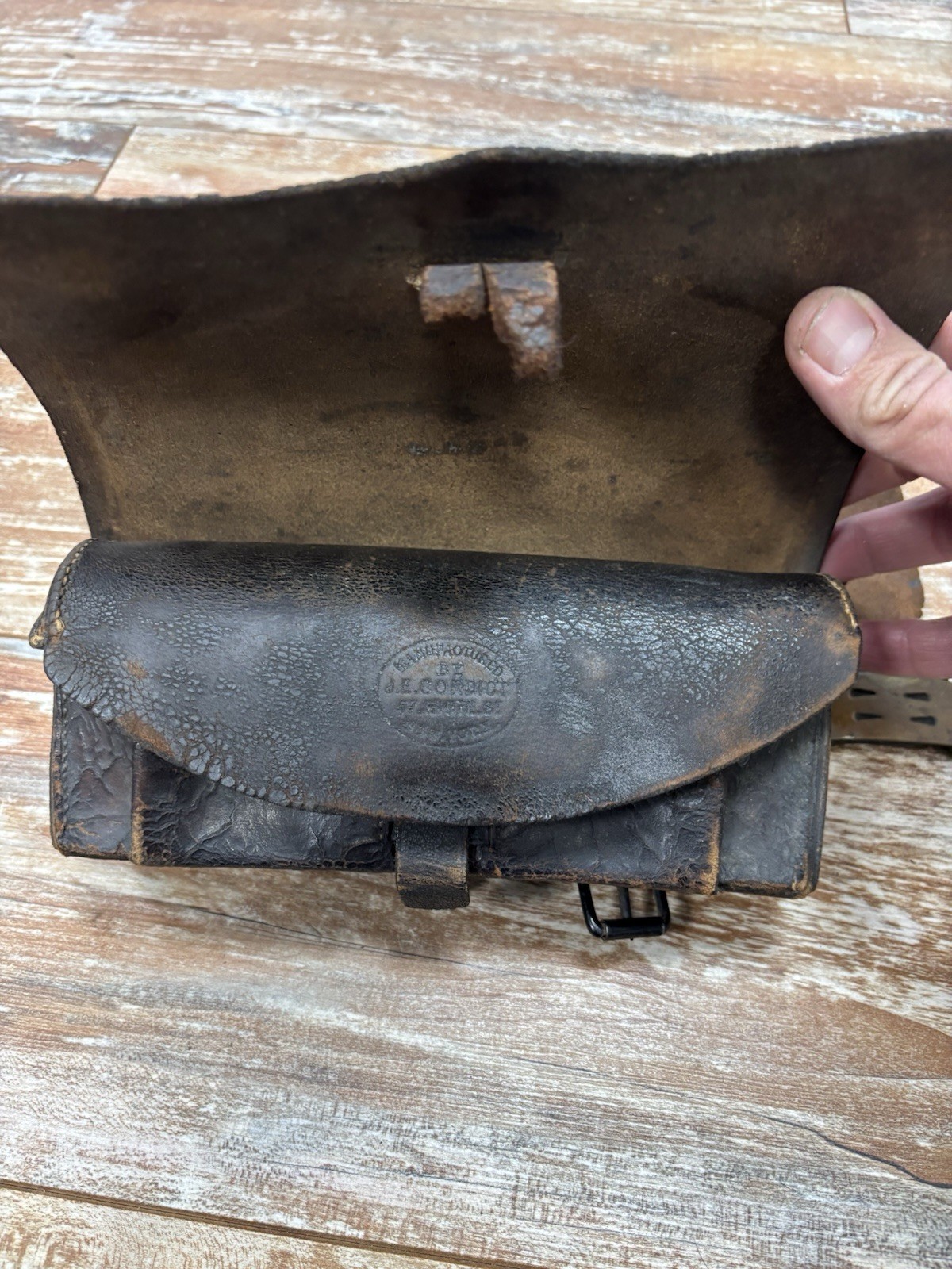 JE CONDICT NEW YORK Civil War Cartridge Box Maker Marked Original