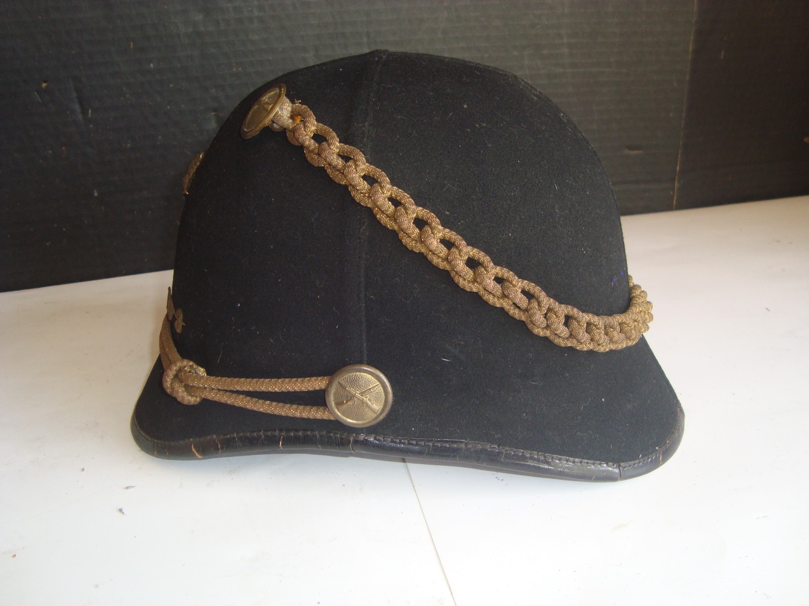 Rare Original 1880's ? Military Officer Dress Hat HDD No. 3 Trustee Cross Rifles