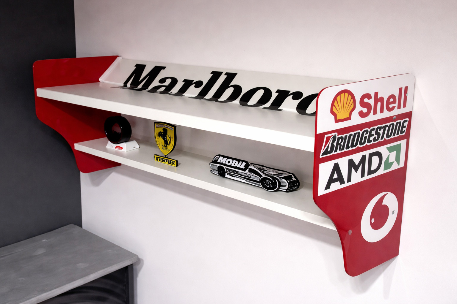 Marlboro Racing Rear Wing Shelf – Formula Style Spoiler Wall Decor