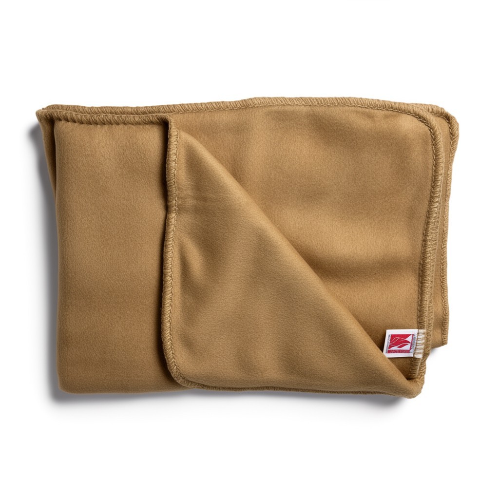 Italian Army Fire-Proof Wool Blanket Tan Emergency Outdoor Survival 60" x 40"