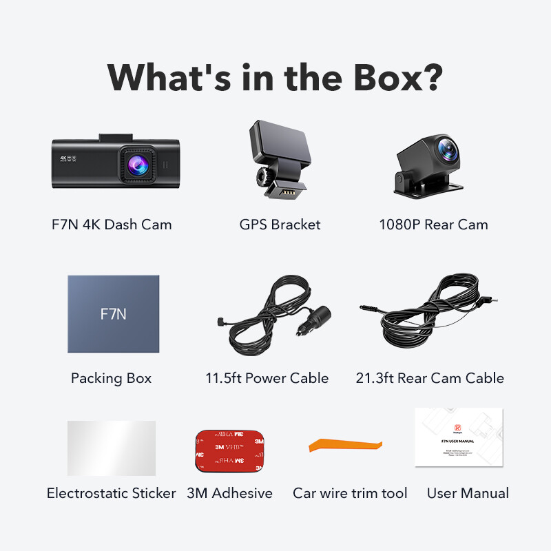 REDTIGER F7N 4K Dual Dash Camera Front and Rear Dash Cam Built-in WiFi&GPS