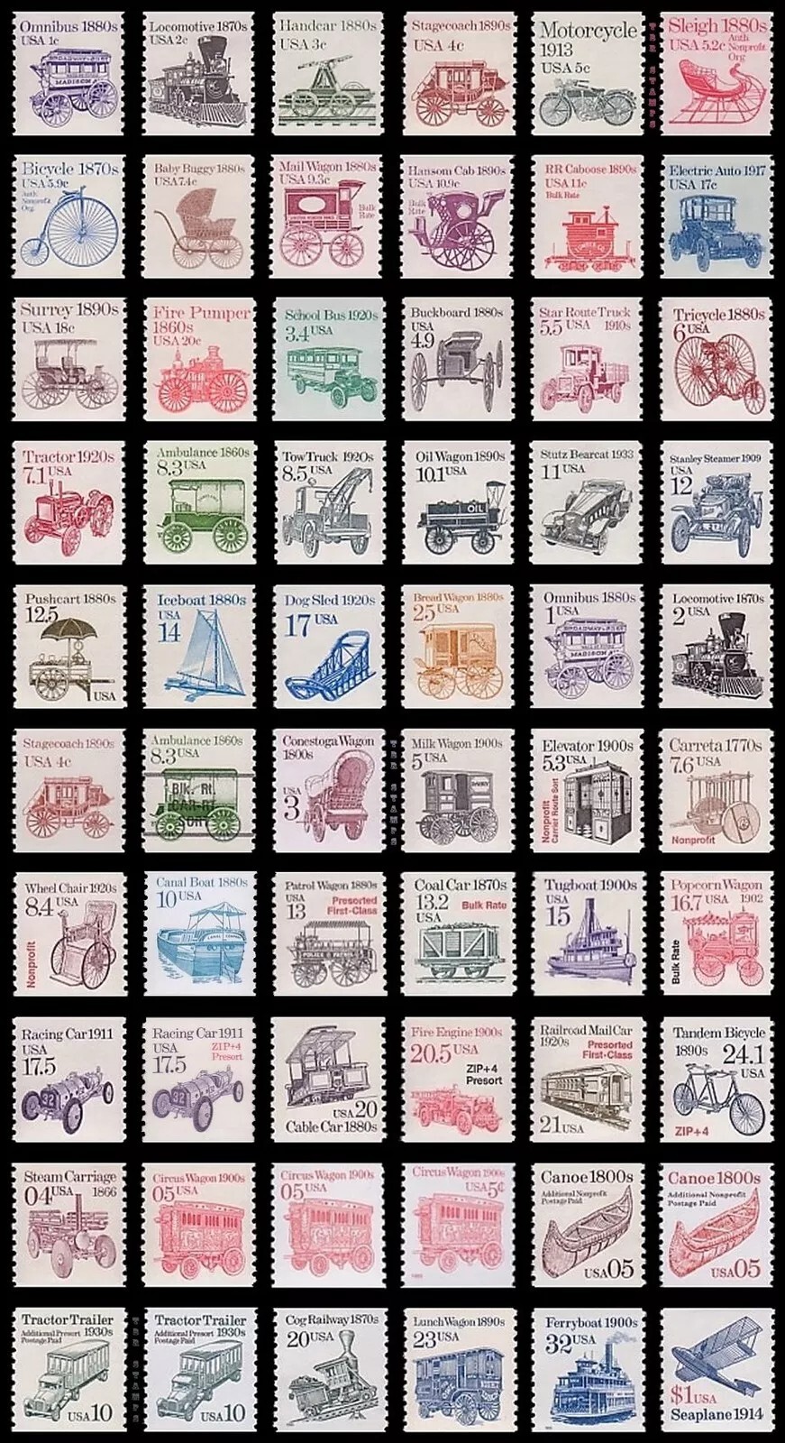 US,#1897  2468 Transportation series full 60 stamps set, MNH