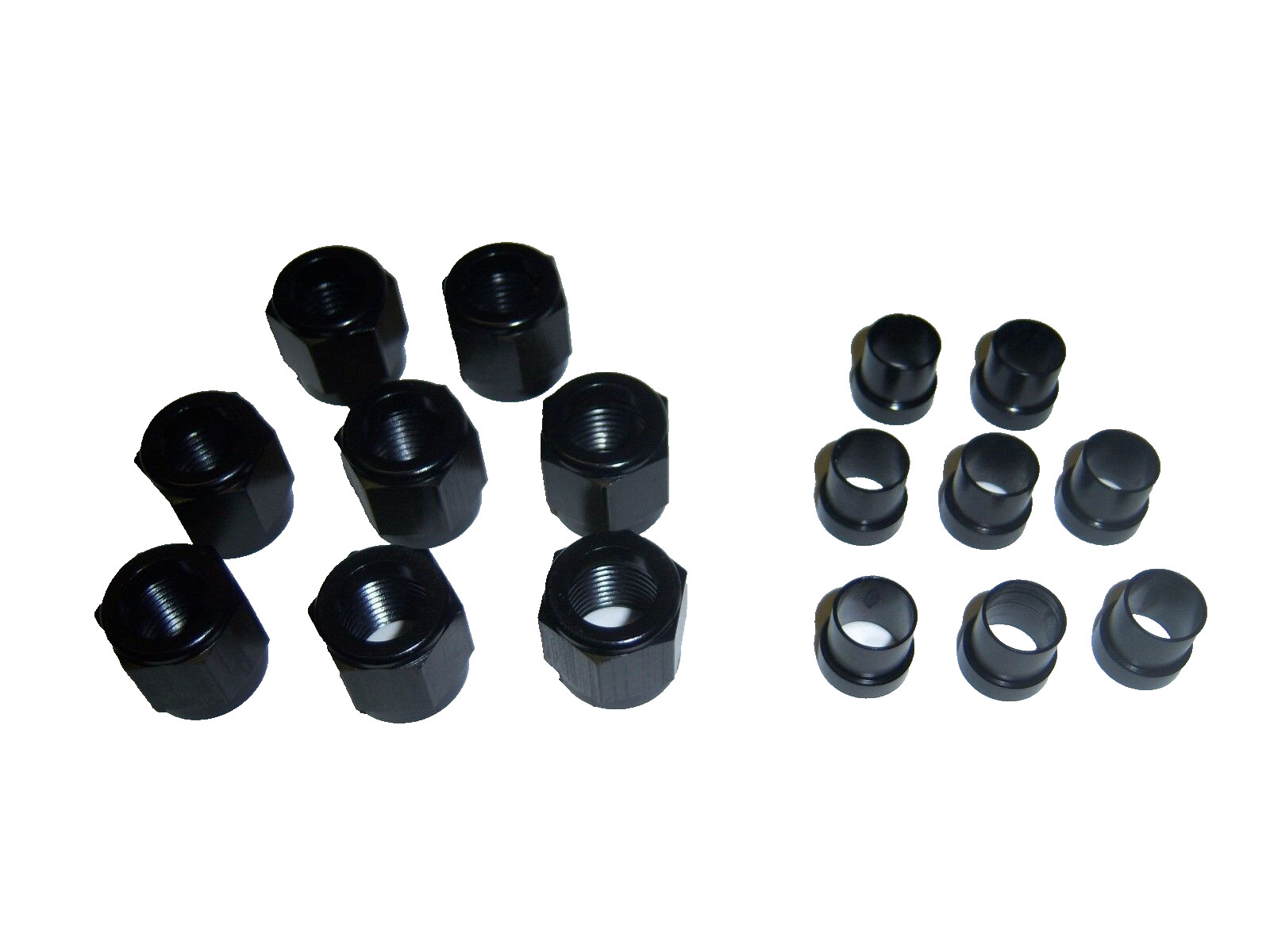 6AN ALUMINUM TUBE NUT AND SLEEVE BLACK FOR 3/8 HARD LINE
