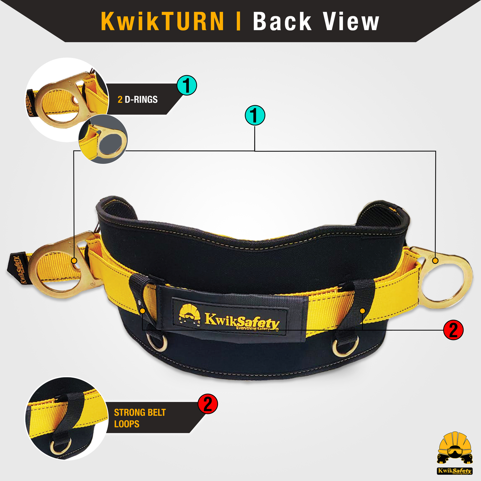 KwikSafety BEAVER TAIL Safety Belt OSHA Compliant 2D Ring Back Support