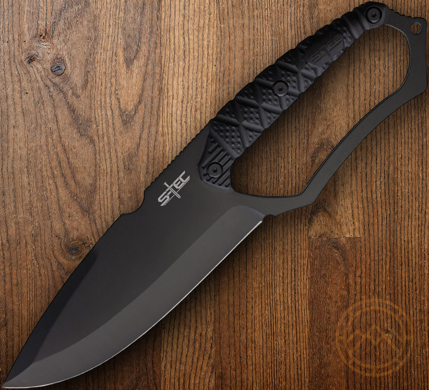 S-TEC Fixed Knife 6" Full Tang Stainless Steel Blade Black Synthetic Handle