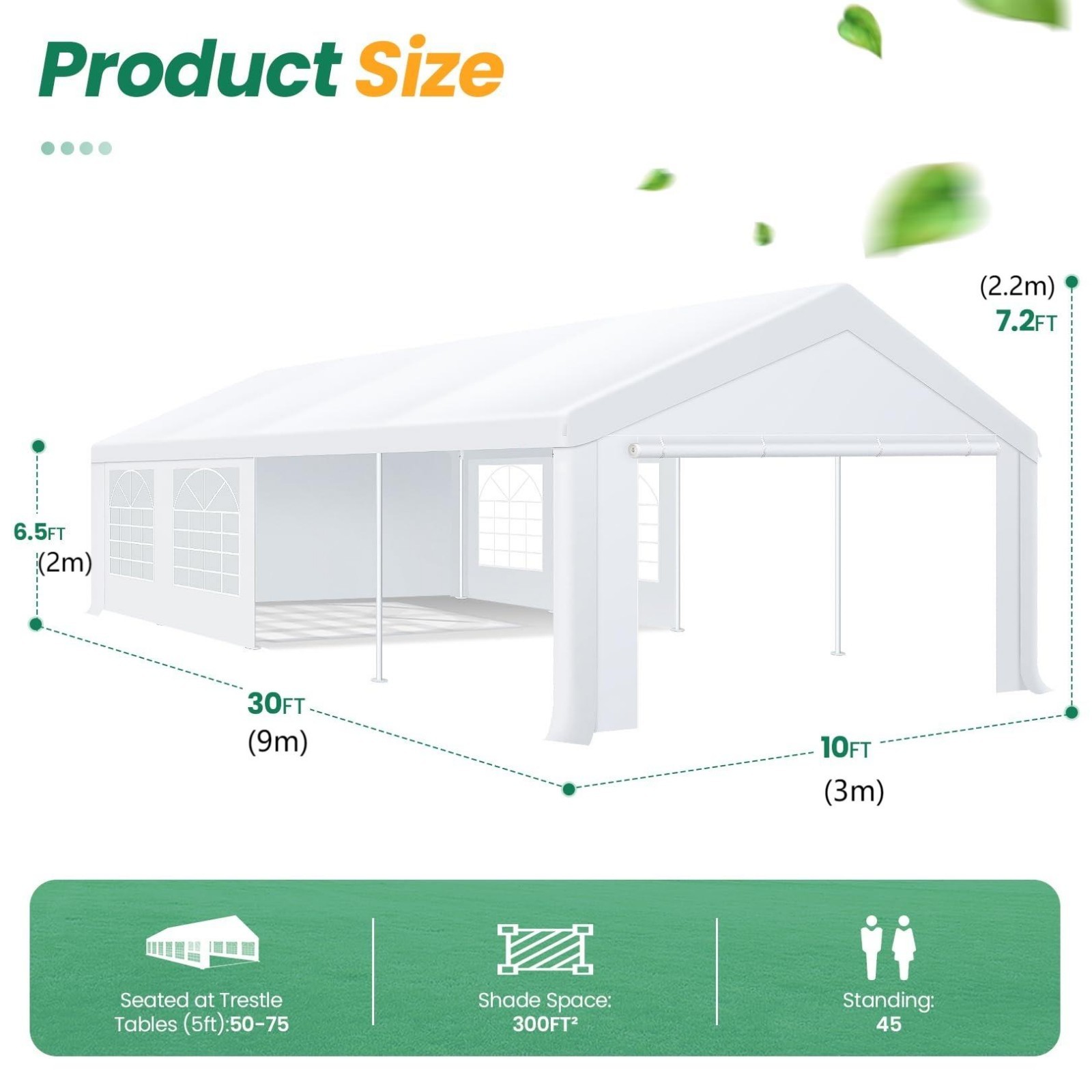 10x20 20x40 Large Party Tent Heavy Duty Carport Canopy with Removable Sidewalls