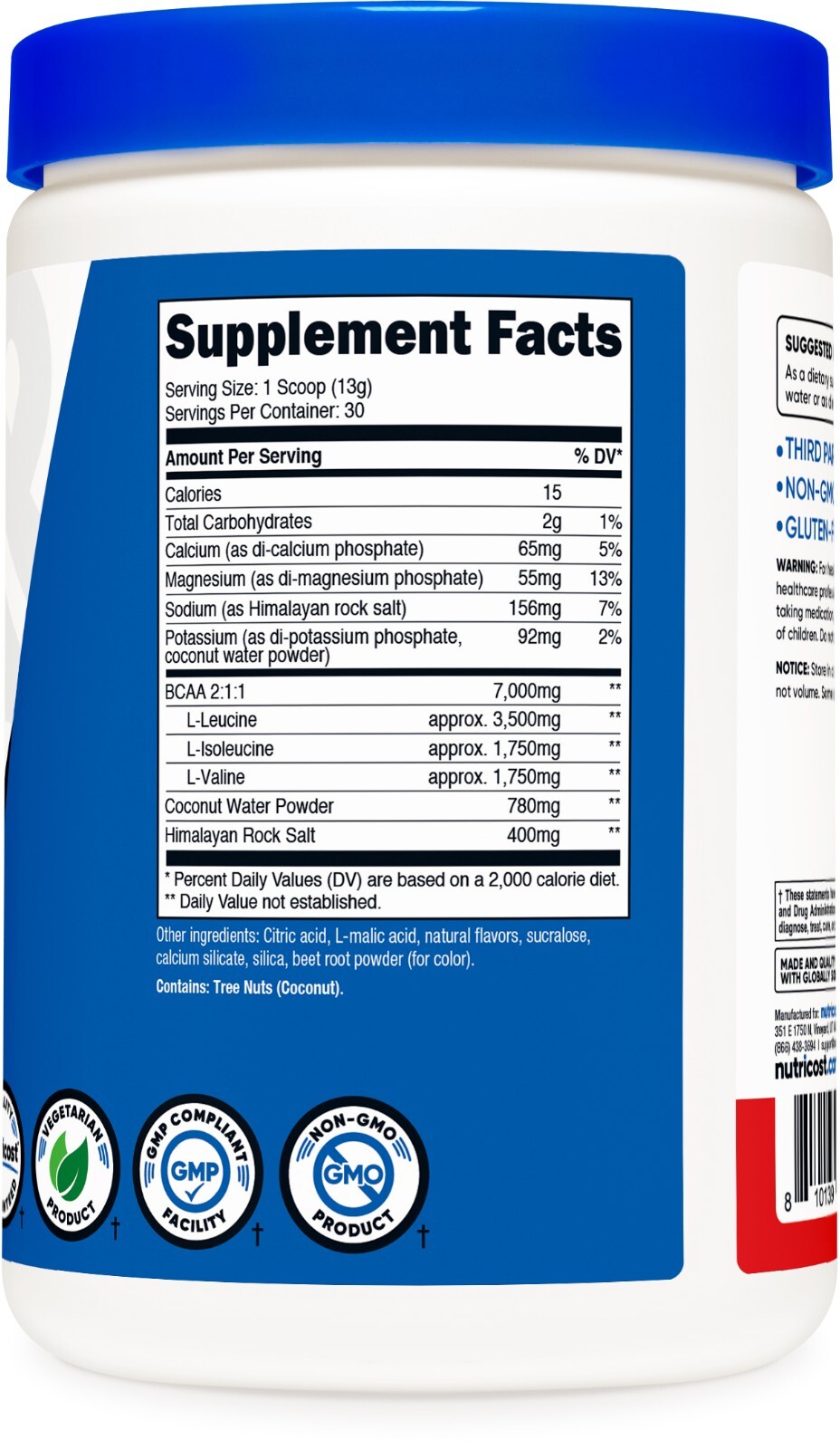 Nutricost BCAA+ Hydration Powder (Fruit Punch) 30 Servings