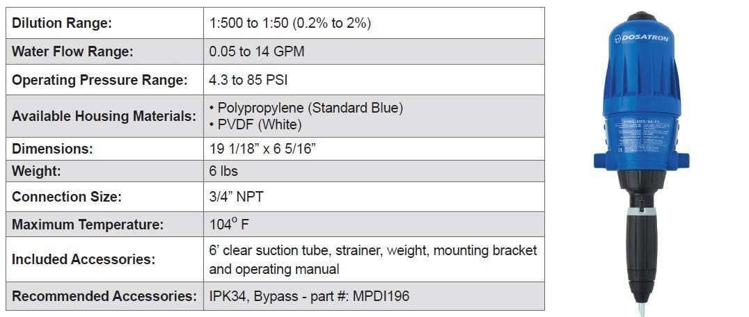 Dosatron D14MZ2 14 GPM Chemical Metering Pump (Viton Seals, 0.2–2%)