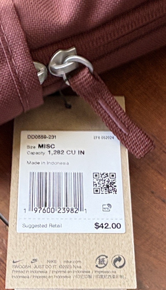 Nike Burgundy White Backpack NWT