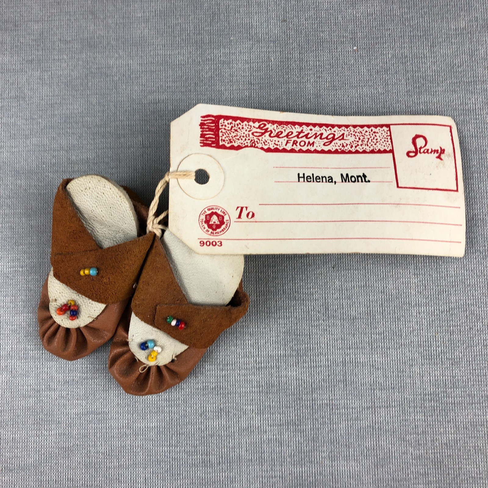 VTG Handmade Beaded Suede Mini Doll Moccasins Native American Souvenir Helena MT