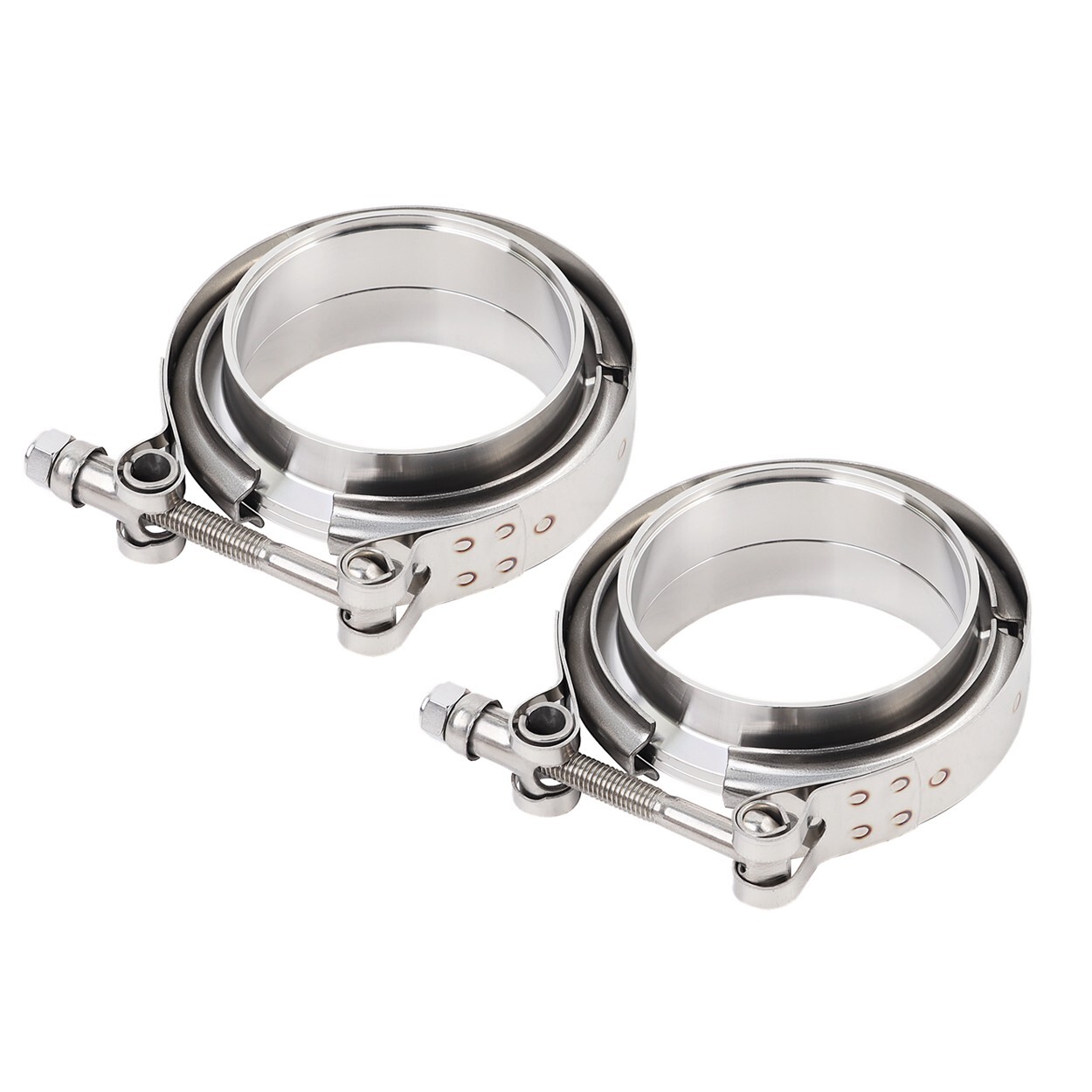 LokoCar 3 Inch V Band Clamp With Flange Male Female Stainless Steel Silver 2Pcs