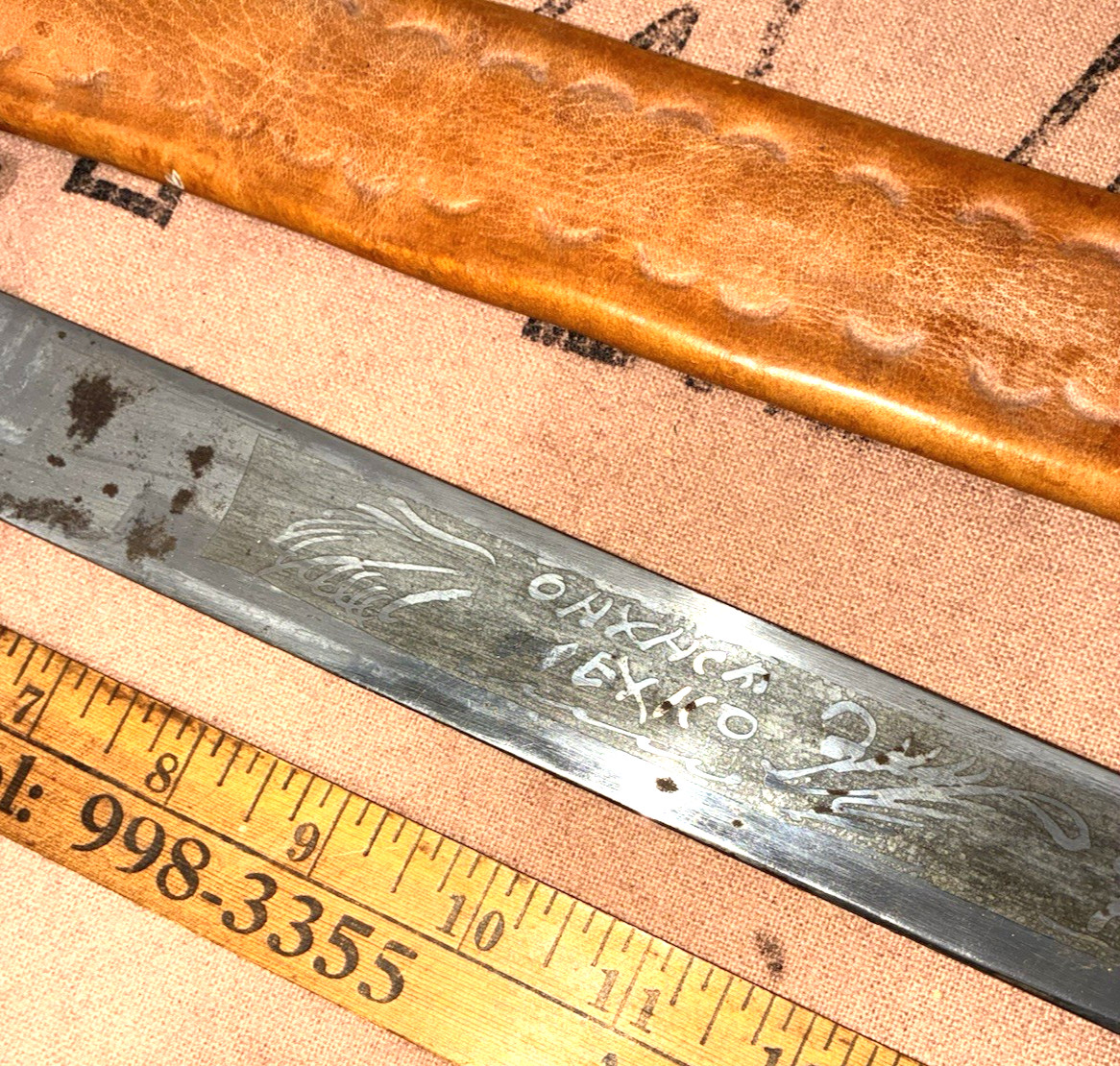 Oaxaca Mexican Machete Double Eagle Head with leather sheath