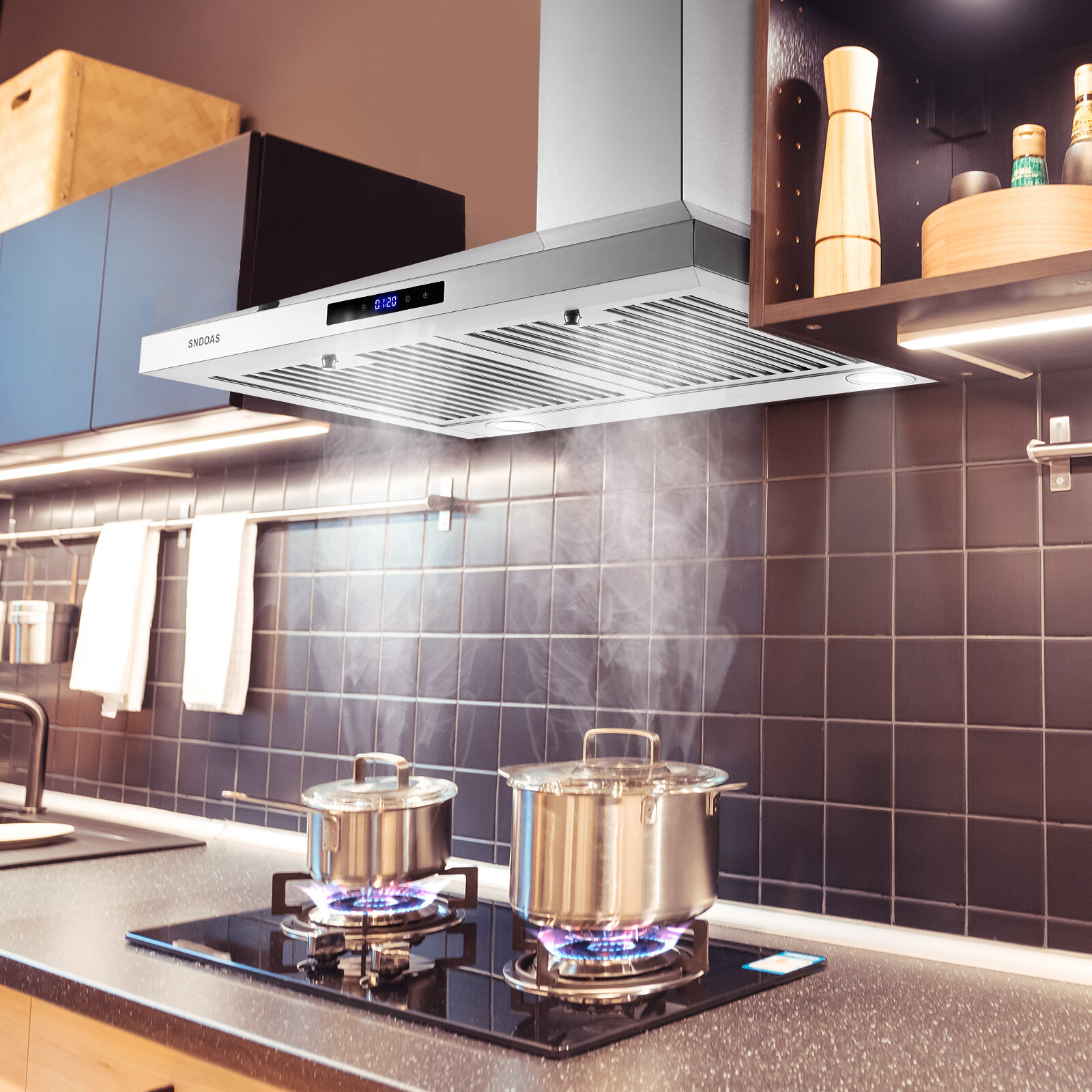 30 Inch Wall Mount Kitchen Hood 450 CFM Range Hood Stove Vented Hood Exhaust Fan