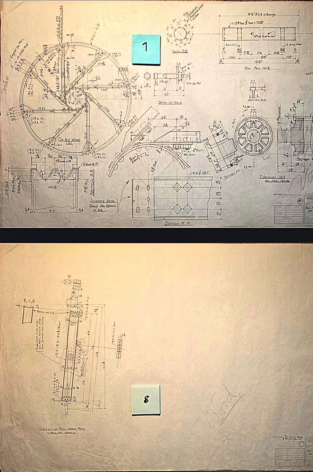 Original 1930's Industrial OIL DERRICK Technical drawings, Diazo/Blueprint LOT