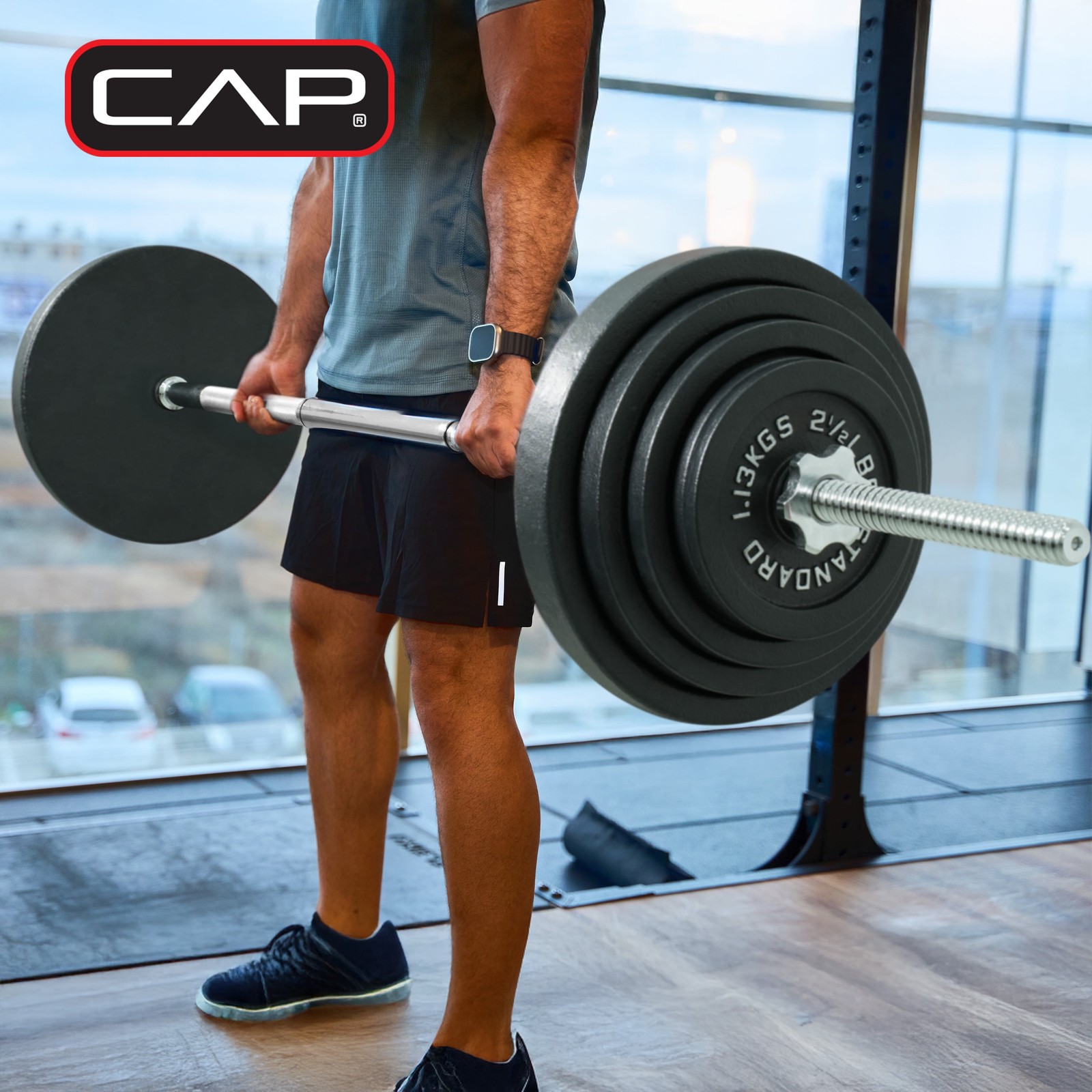 100Lb Standard Cast Iron Weight Set with 3-Pc Bar