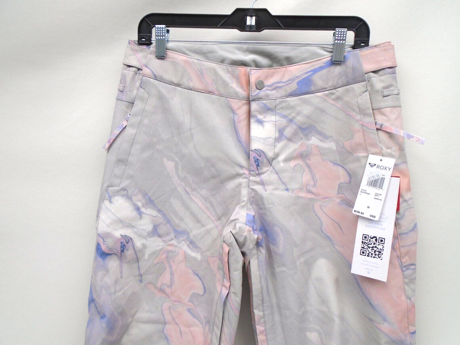 ROXY CHLOE KIM WOMEN'S MEDIUM GRAY / VIOLET MARBLE SKI SNOWBOARD WINTER PANTS