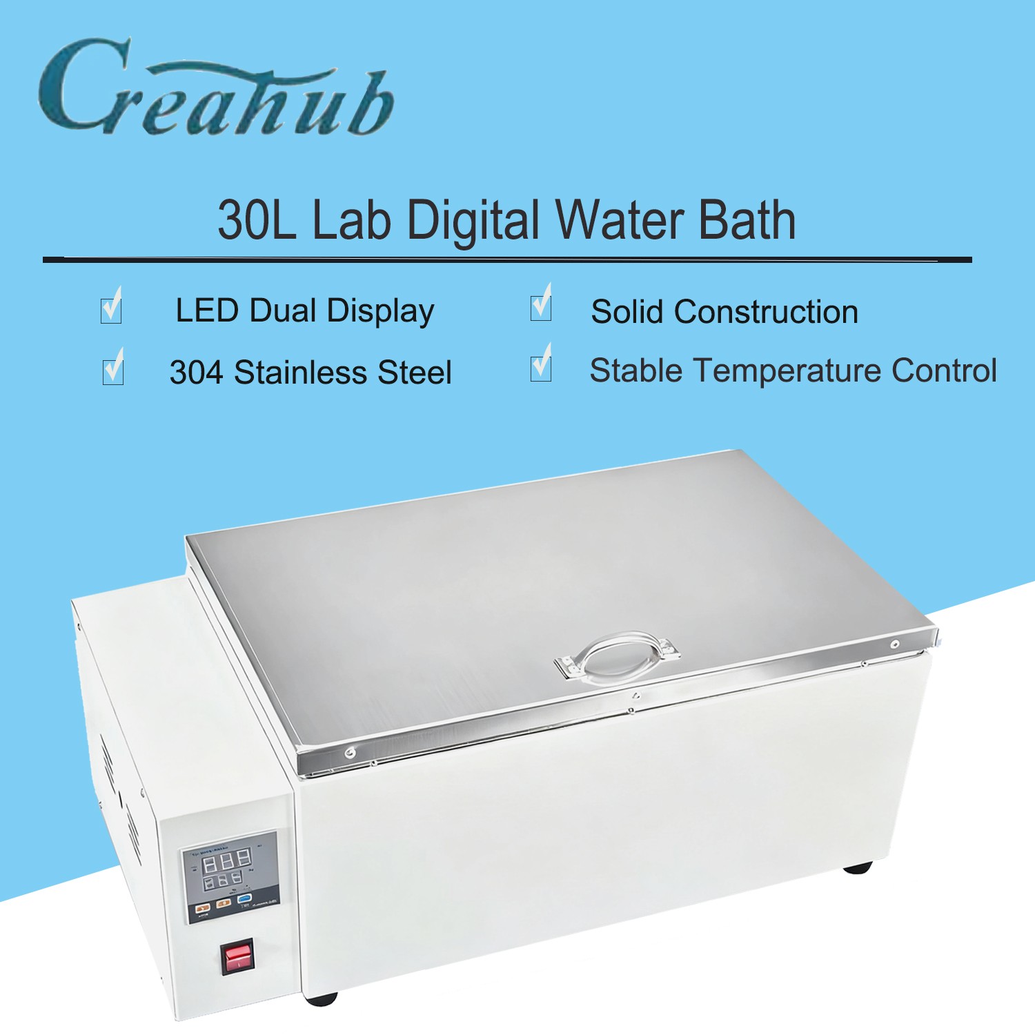 30L Water Bath Heating Lab Water Bath Digital Thermostatic Modules 304 Stainless
