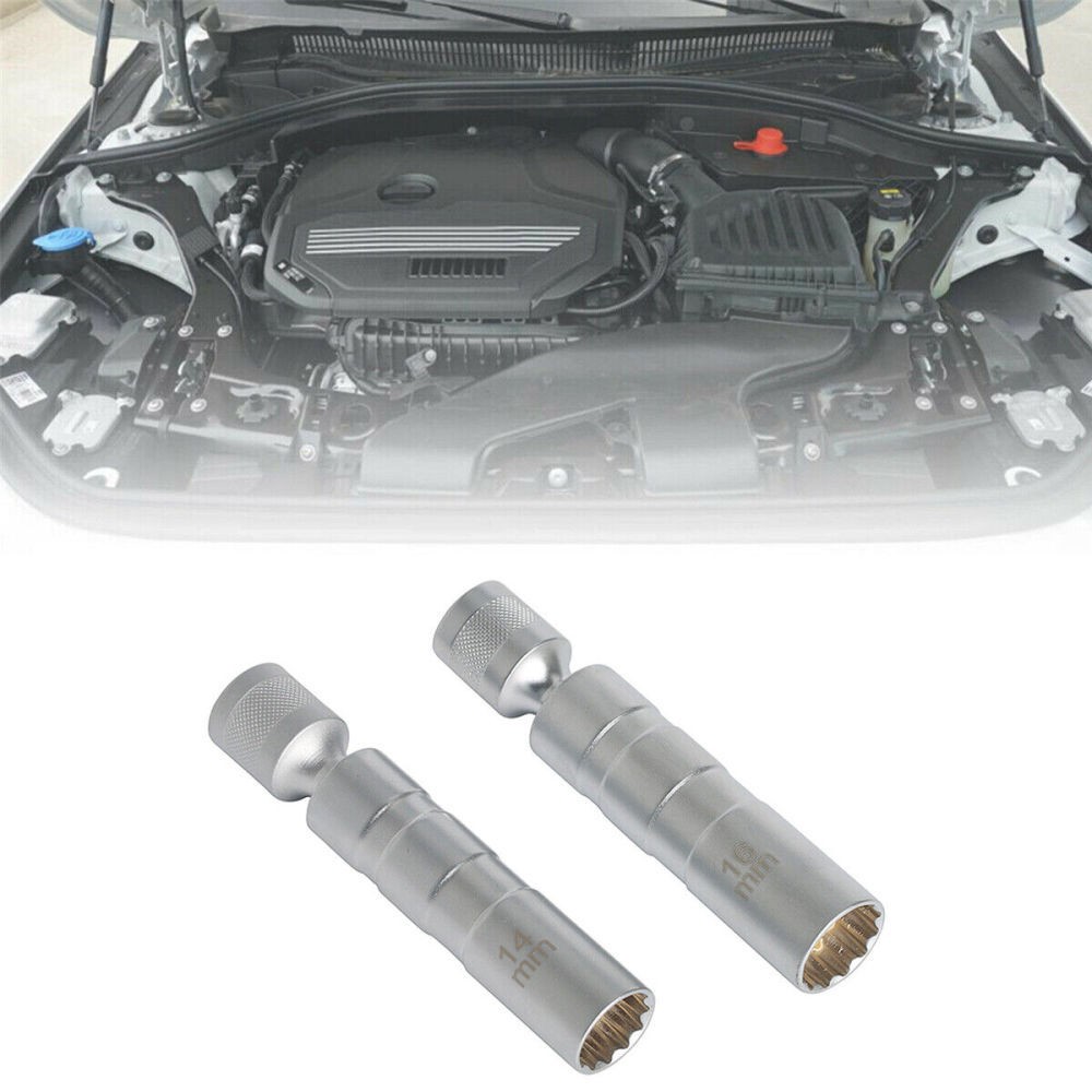 14mm & 16mm Thin Wall Magnetic Swivel Spark Plug Socket 12-Point Removal Tool