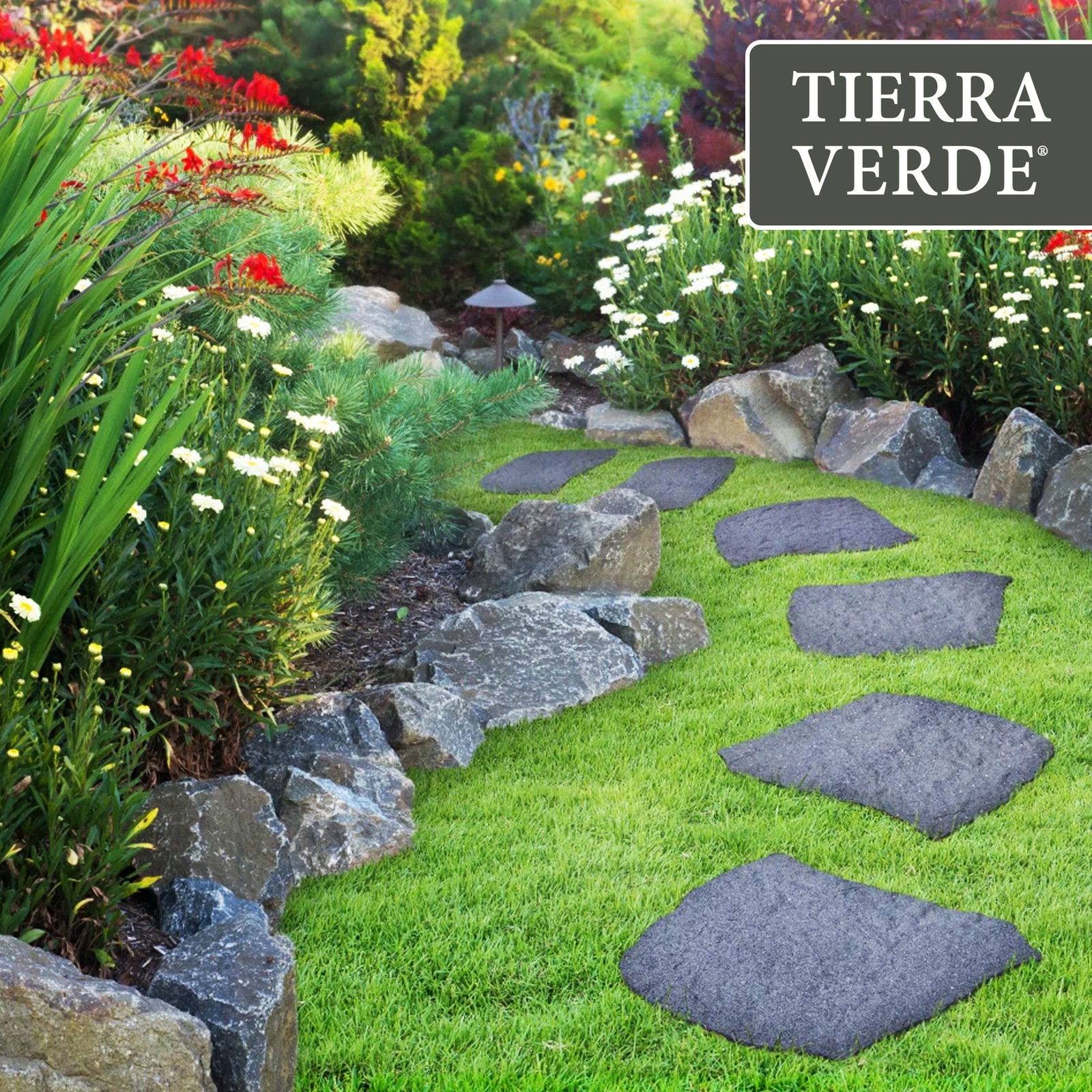 Garden Central 4 Pack 18"x22" Natural Rock Stepping Stones for Walkways, Grey