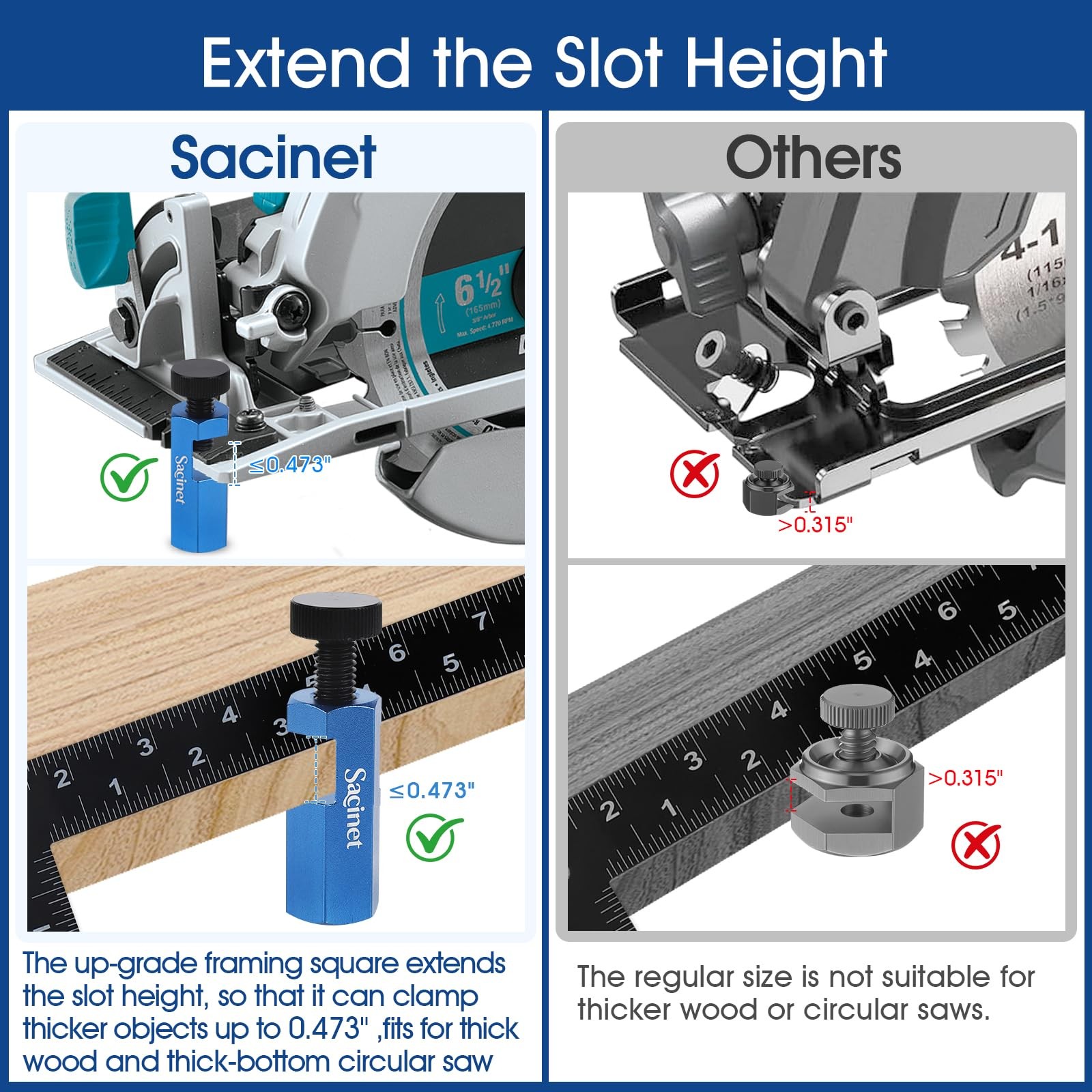 Stair Gauge for Speed Square and Circular Saw Guide, Non-Slip Tall Stair Gauges