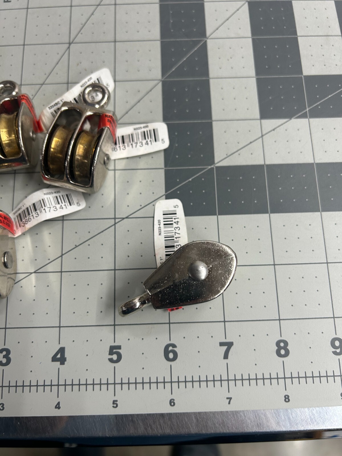 6-pack lot National Hardware 1" Double Fixed Eye Pulley N223-420 30LB Capacity