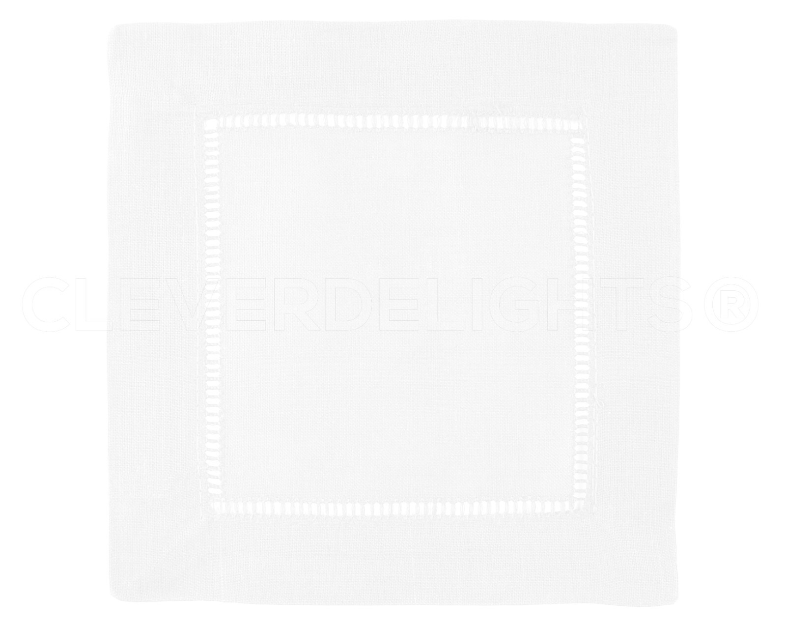 White 6" Hemstitch Cocktail Napkins - 55% Linen / 45% Cotton - Embroidery Blanks