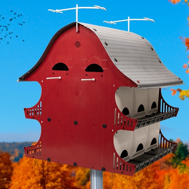 S&K Barn Purple Martin birdhouse 16 rm with 15ft S&K Aluminum Tri Pole