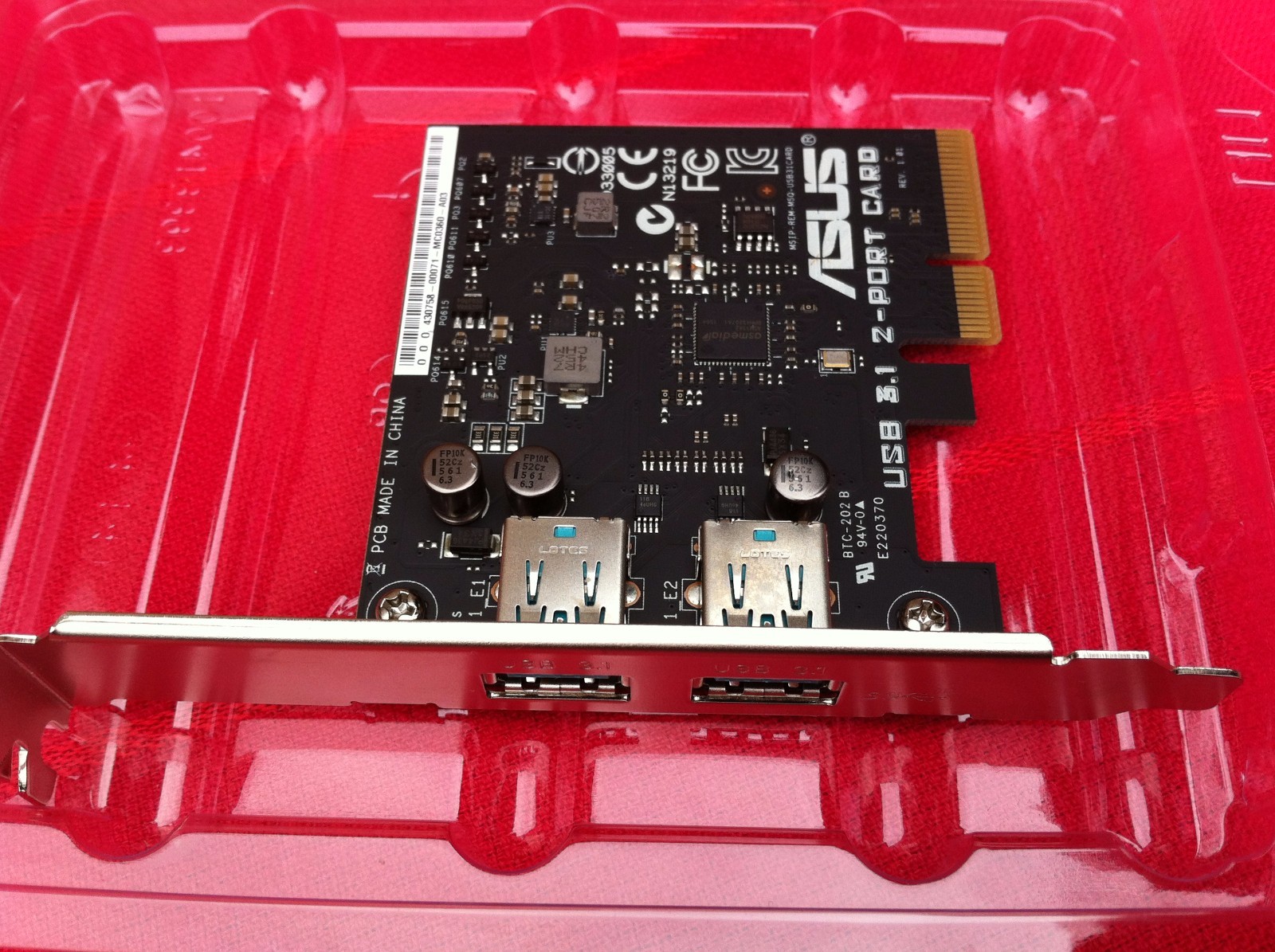 Asus 2 Port USB 3.1 Card PCI Express FOR X99 DELUXE II Z170 DELUXE , ORIGINAL