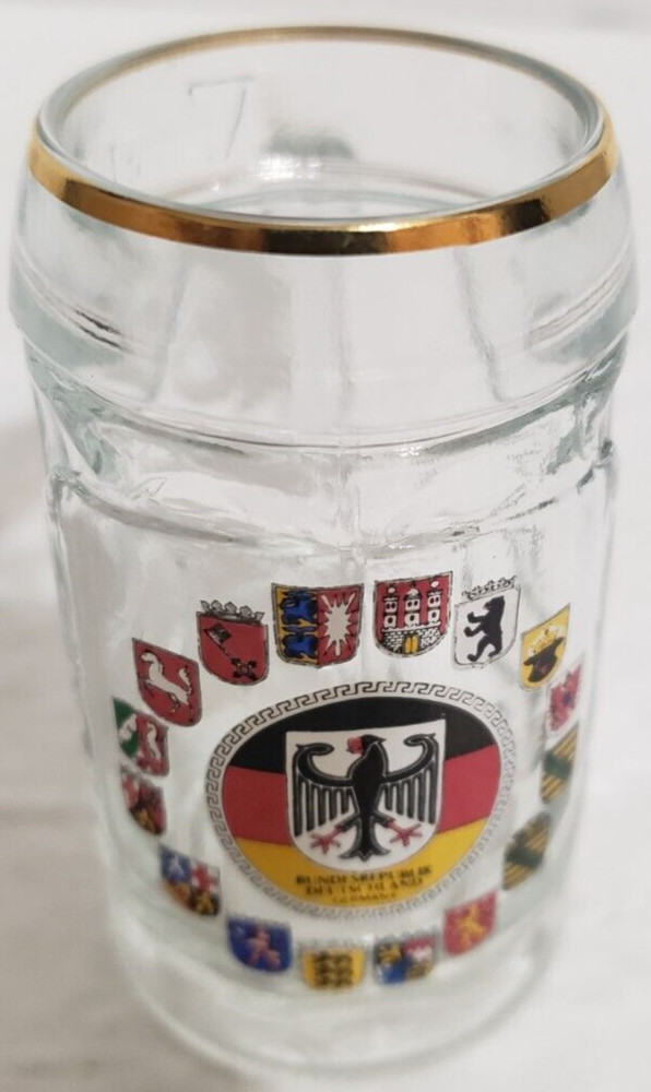 Bundesrepublick Deutschland Miniature Coat of Arms Beer Stein Gold Guilded