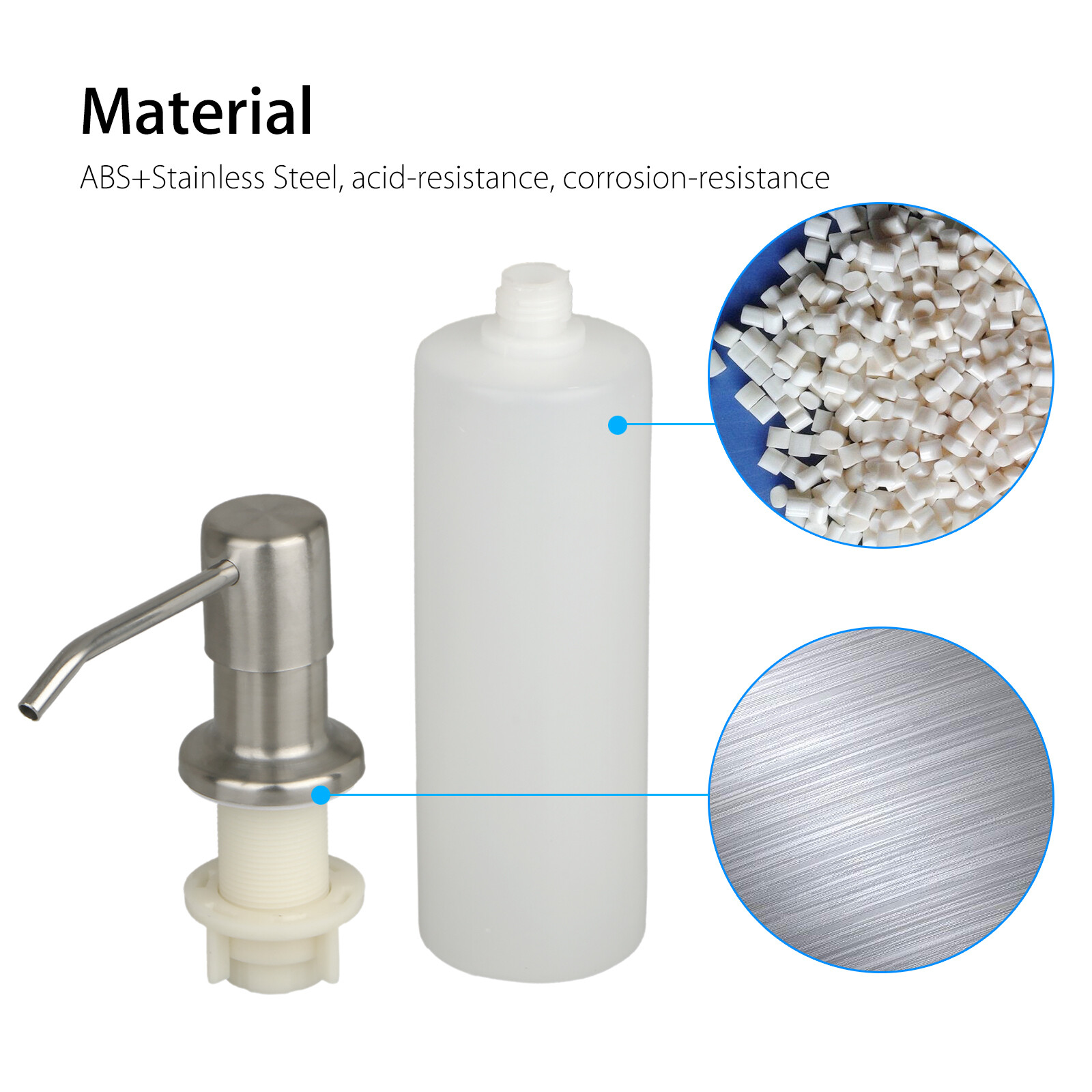 Stainless Steel Soap Dispenser Kitchen Sink Bath Hands Liquid Pump Bottle 300ML