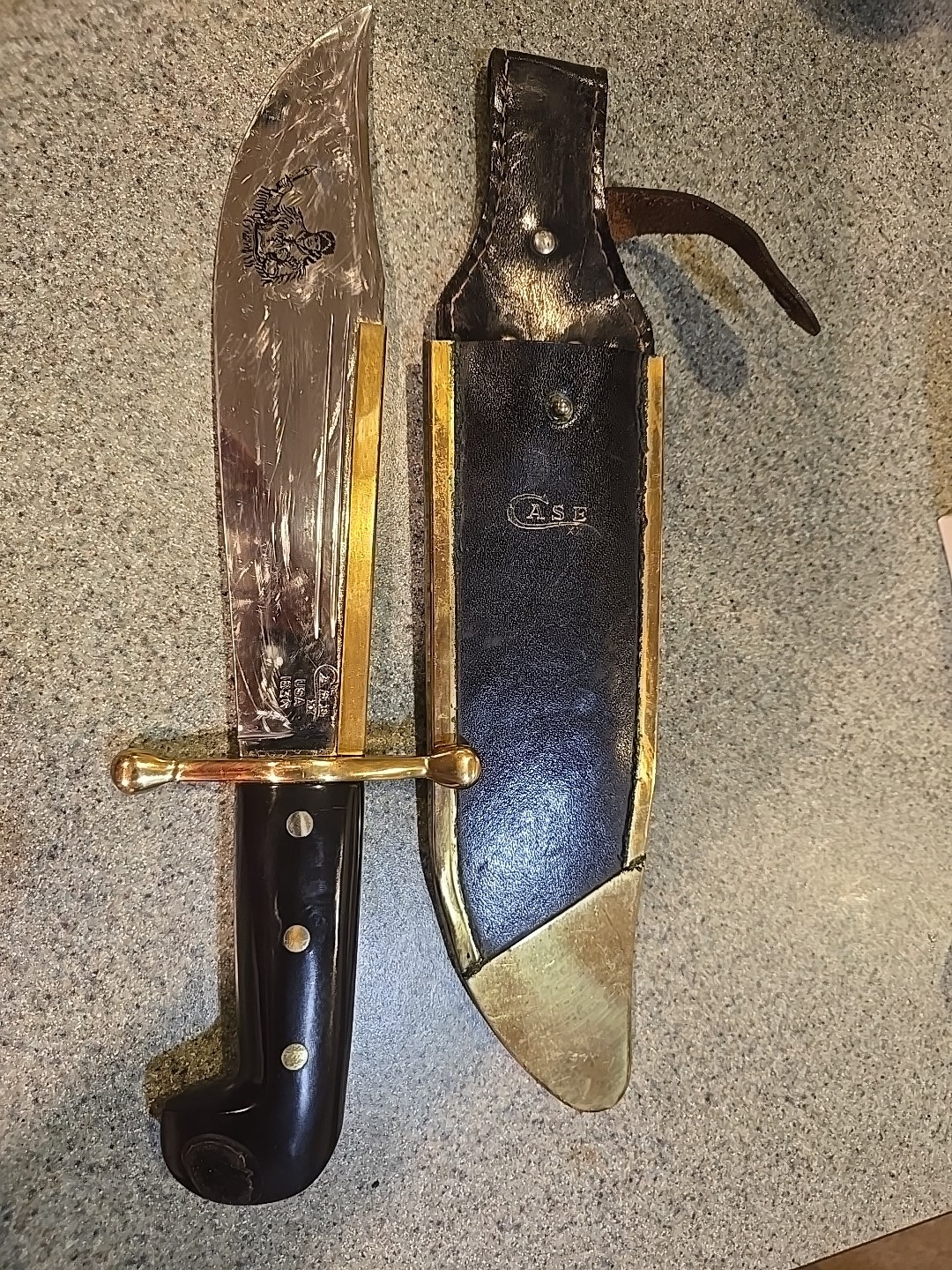 Case XX USA 1836 Bowie Knife with Sheath Daniel Boone Used.