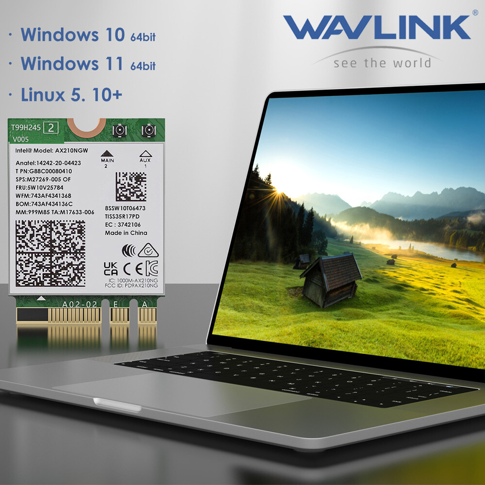 WiFi 6E Card M.2 Intel AX210 WiFi Bluetooth 5.3 Tri-Band Laptop M.2 Network Card