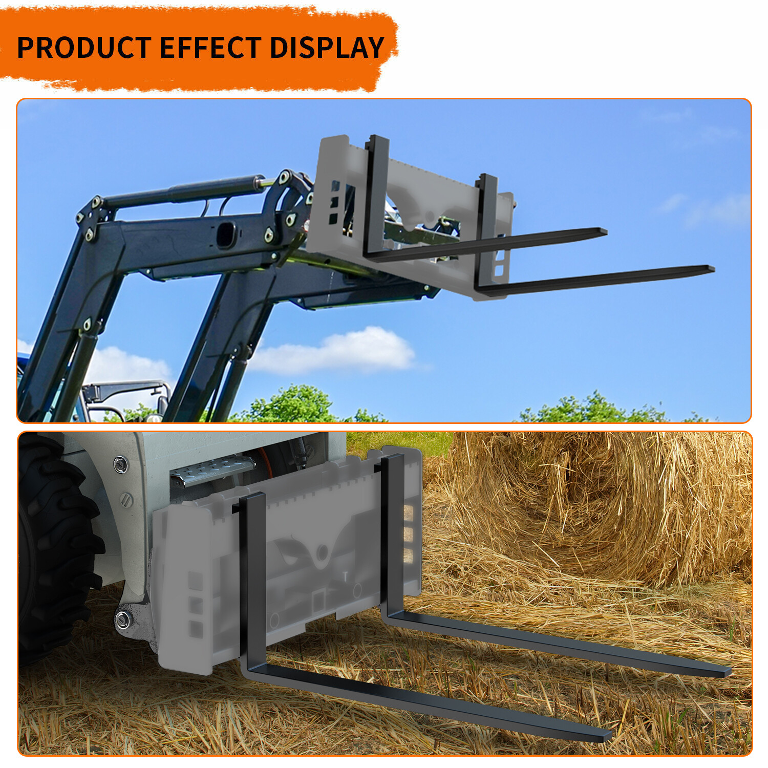 42" Pallet Fork Forklift Blades for Skid Steer Tractors Universal 2500lbs 2Pcs