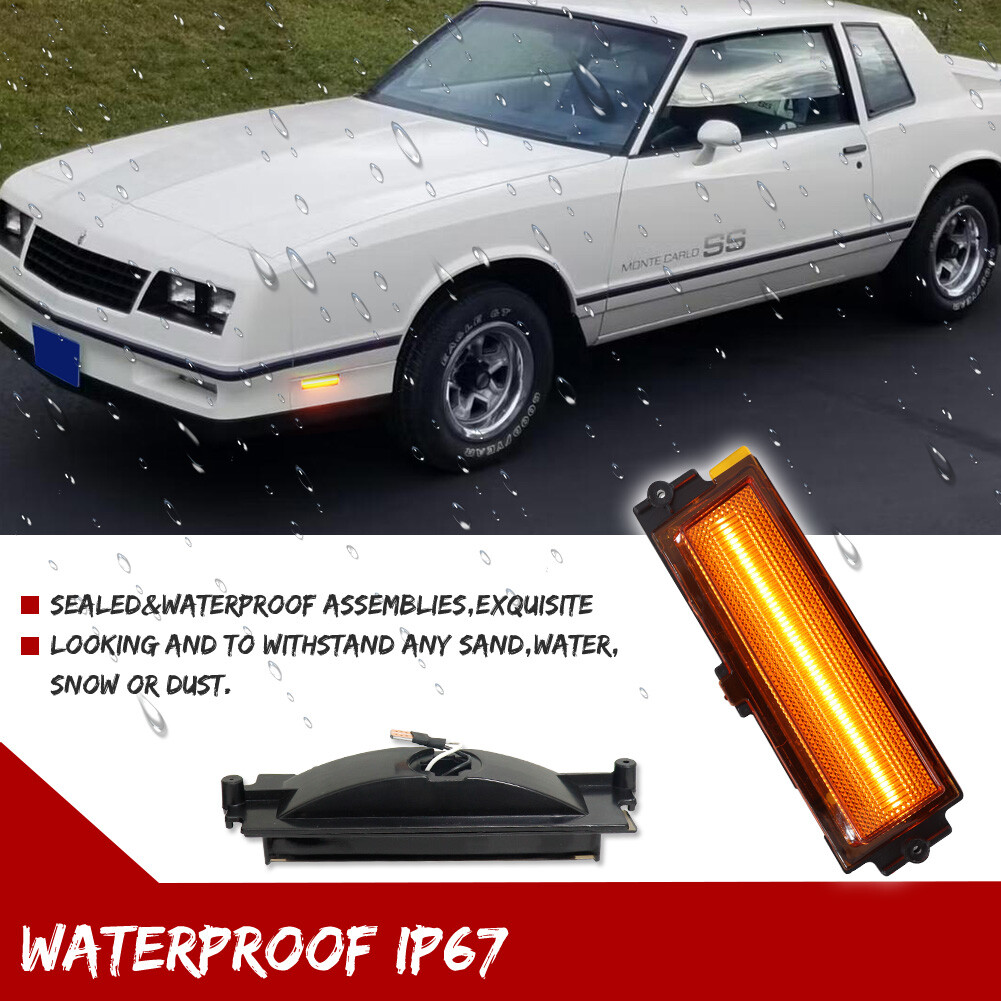 For 1981-1988 Chevy Monte Carlo SS Amber LED Front & Red Rear Side Marker Lights