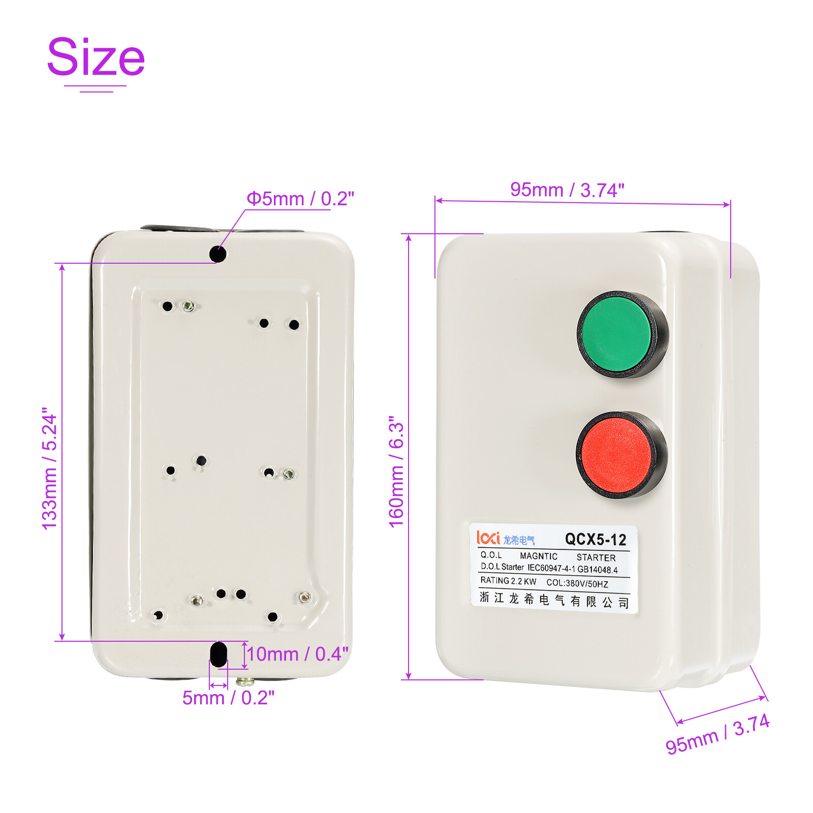 220V 240V 2.2KW Magnetic Electric Motor Starter Control Industrial Switches