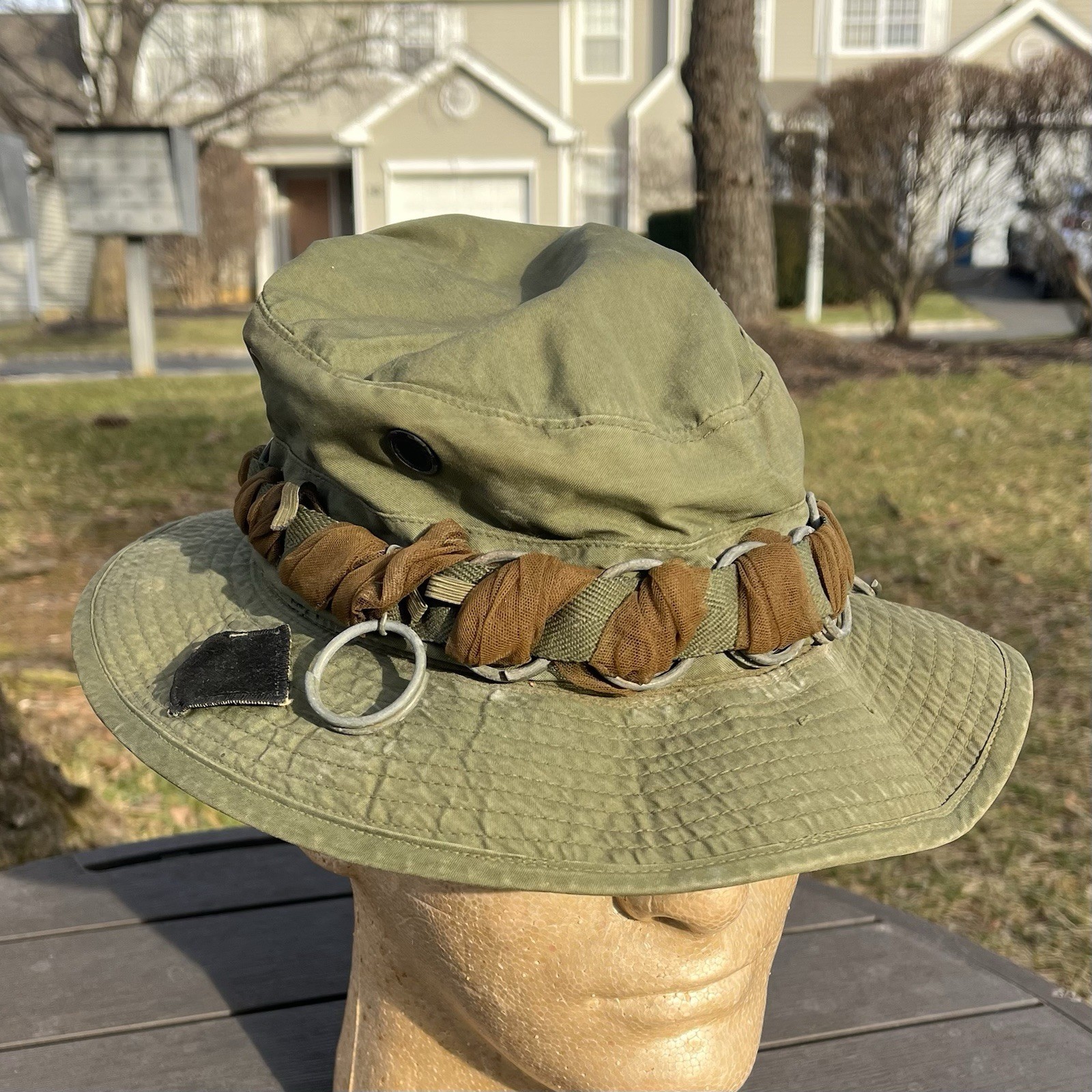 Vietnam War 5th Infantry Division Poplin Boonie Theatre Made Patch Grenade Pins