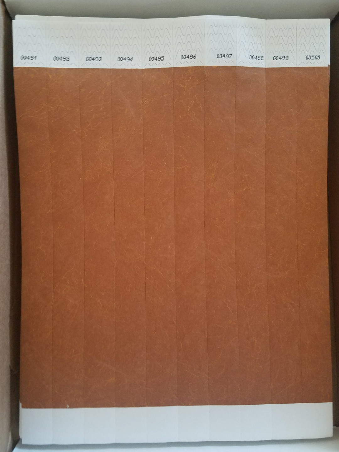 100 3/4" BROWN TYVEK WRISTBANDS, BROWN PAPER WRISTBANDS, WRISTBANDS FOR EVENTS
