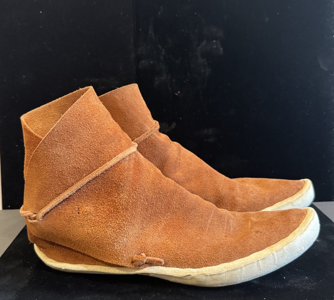 Old Native American Moccasins Navajo Apache Buckskin Hard Bottom High Top 7.5-9