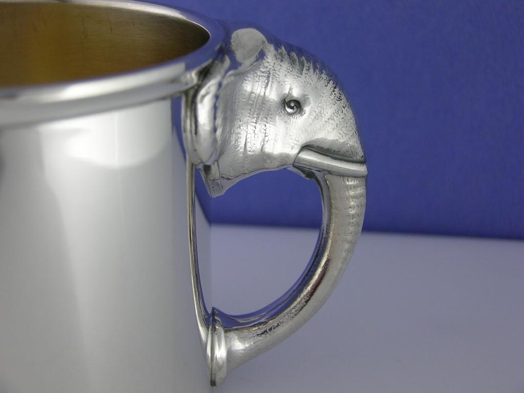 Rare Sterling INTERNATIONAL / WATROUS Cup / Mug w/ Elephant Handle ~no mono