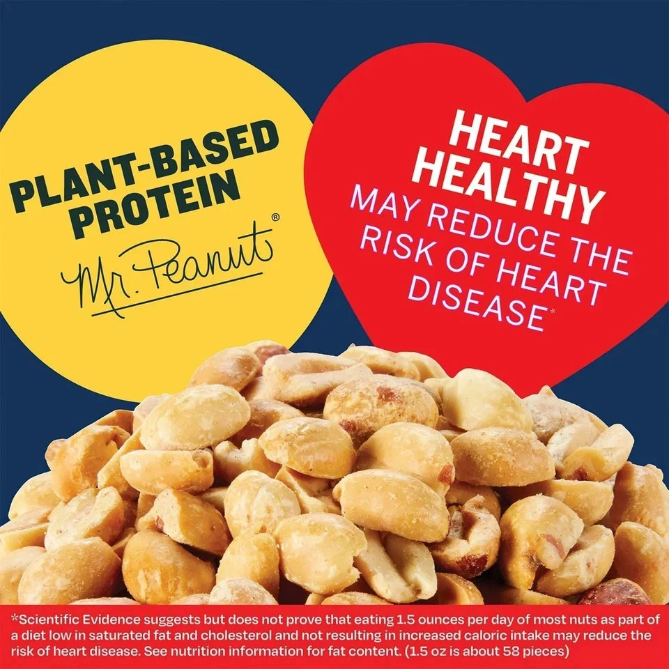 PLANTERS Lightly Salted Dry Roasted Peanuts, Party Snacks, Plant-Based Protein,