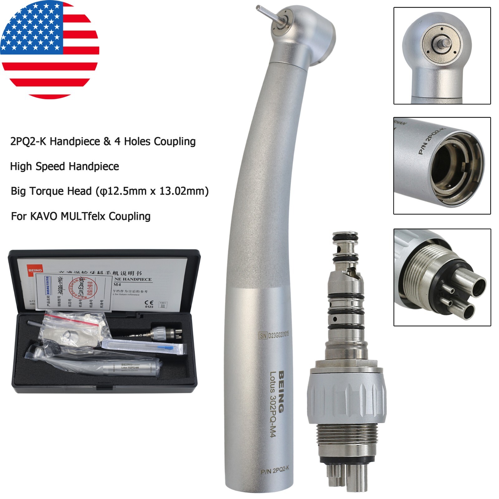 BEING Dental High Speed Fiber Optic LED Handpiece For KaVo MULTIflex NSK Coupler