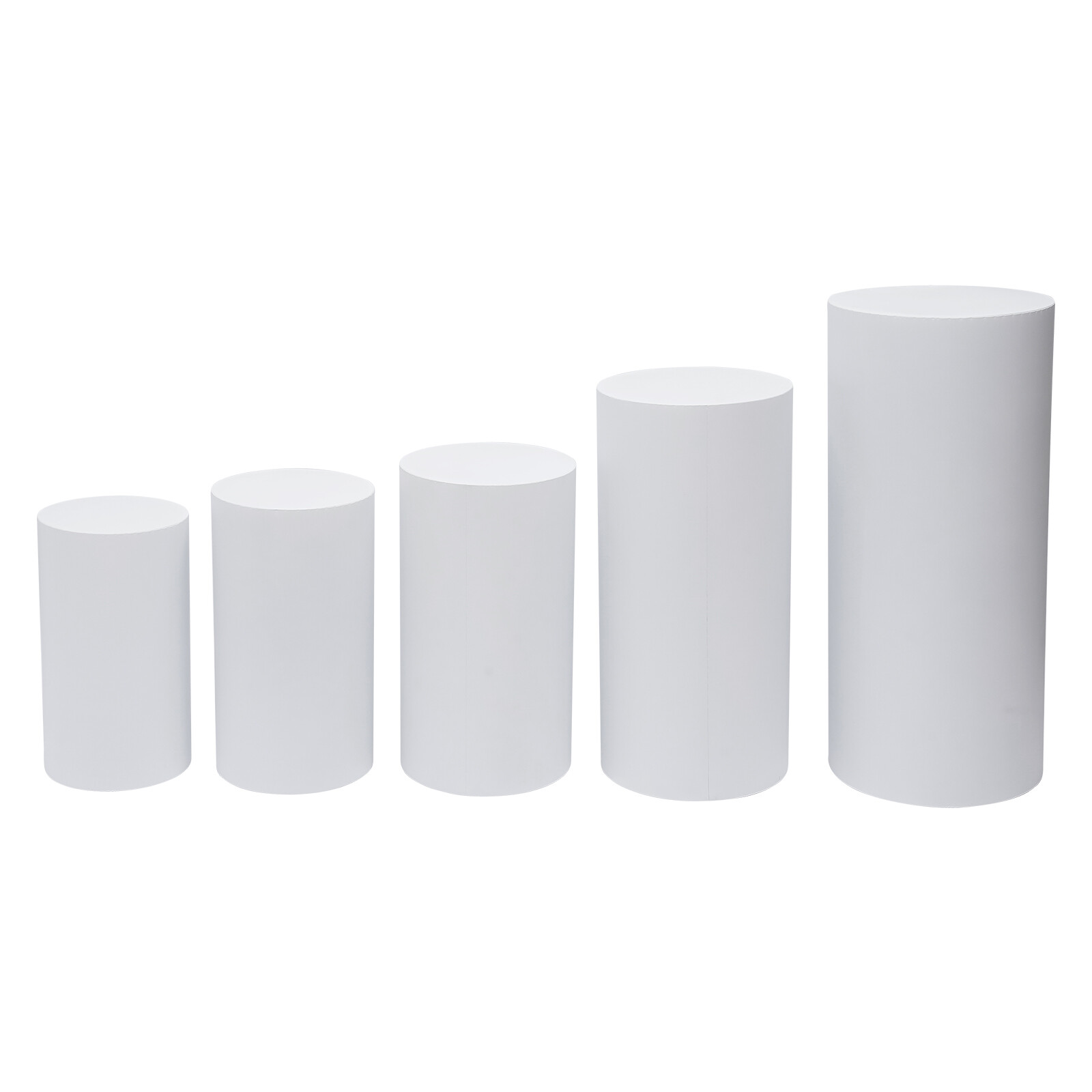 Cylinder Stands For Party-set Of 5 White Cylinder Pedestal Stand Decoration