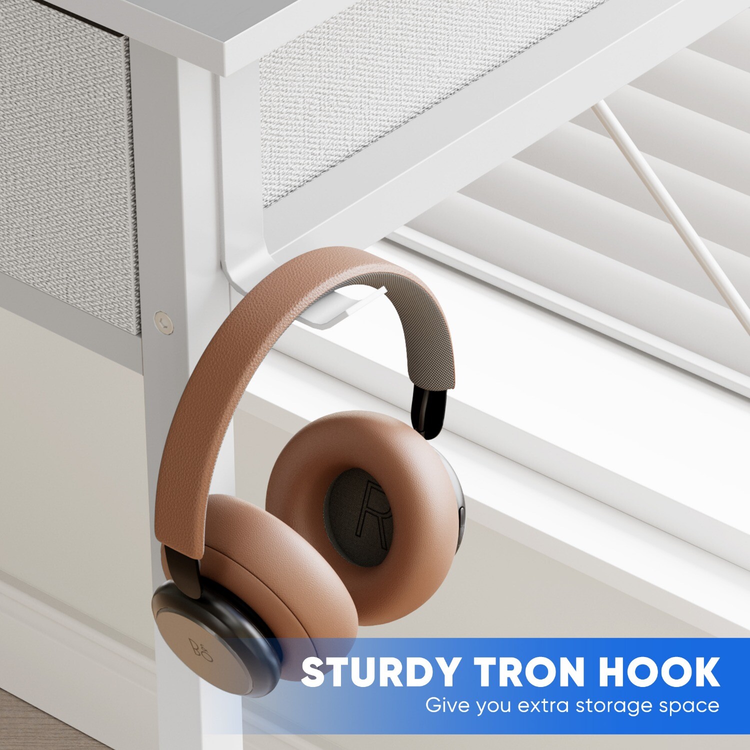 Office Computer Desk 32in Small Home Table with 2 Fabric Drawers & Side Bags