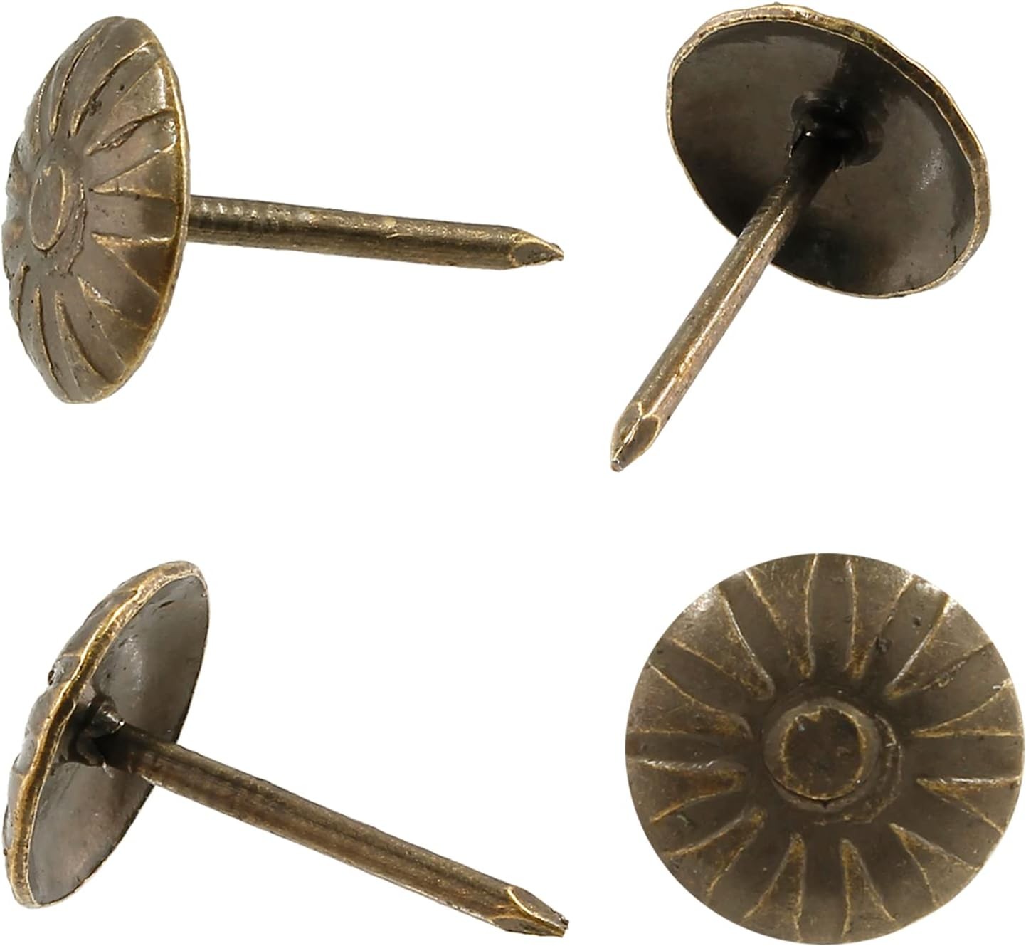 Bivethoi 120 Pcs Brass Upholstery Tacks, 7/16" Dia Antique Metal 7/16,