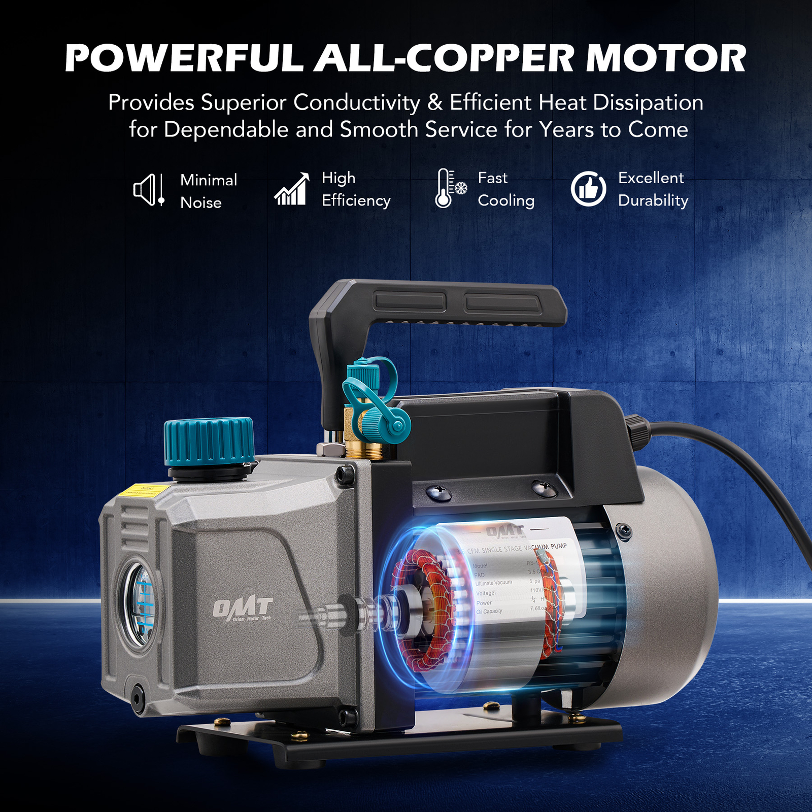 3.5cfm AC Vacuum Pump with Gauge Set for R12 R22 R134a R502 Recharge Evacuation