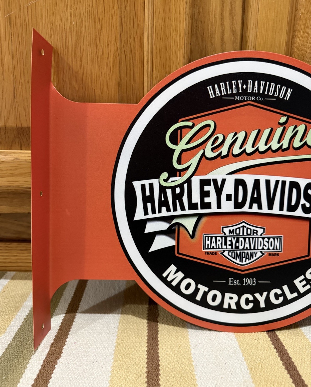 Harley Davidson Motorcycle Flange Sign Gas Oil Parts Vintage Style Wall Decor