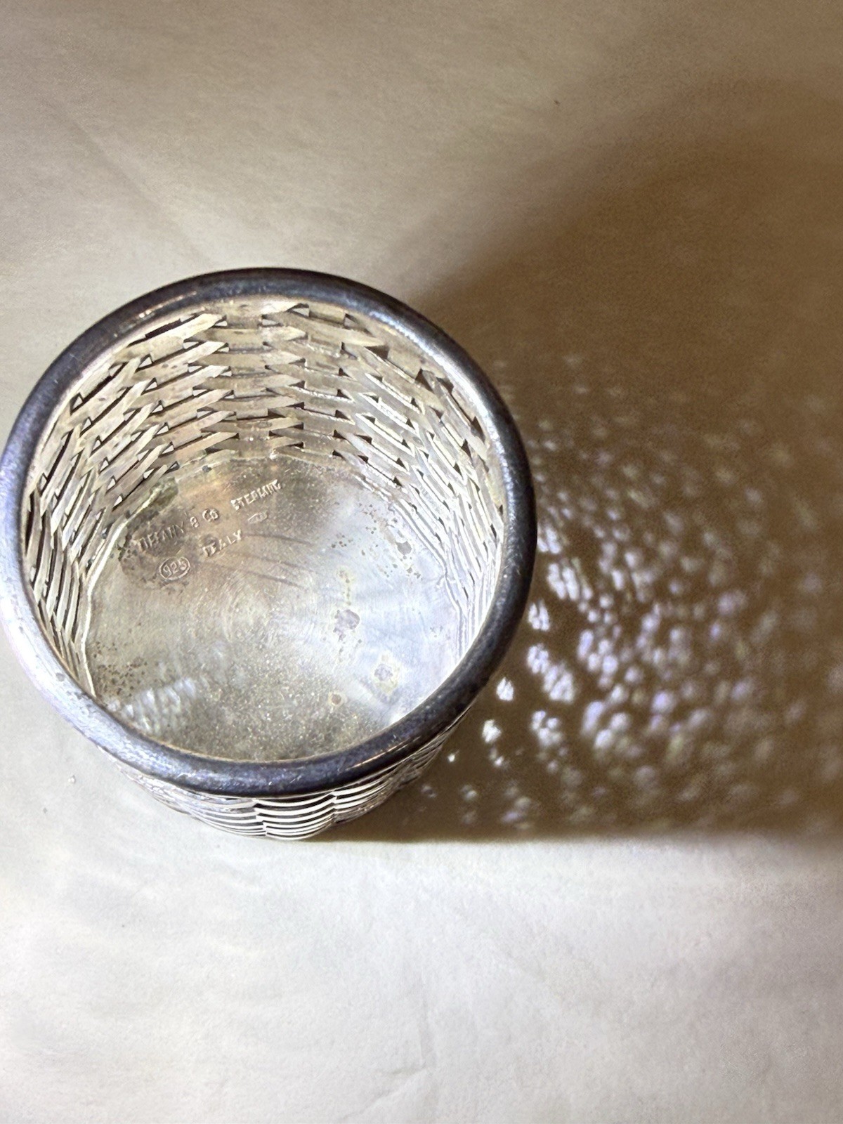 Vintage Tiffany & Co Woven Sterling Silver Toothpick or Trinket Holder 2 in 40gm