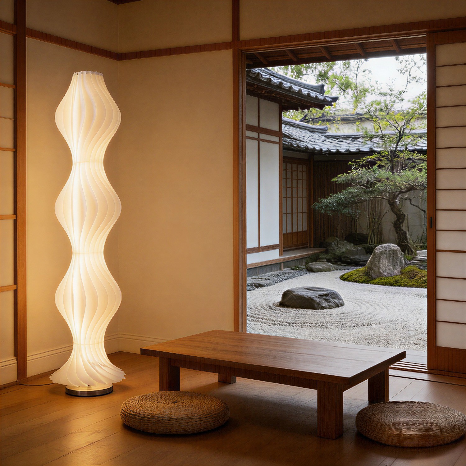 65" Modern Wavy LED Floor Lamp Dimmable Standing Light with Remote Control