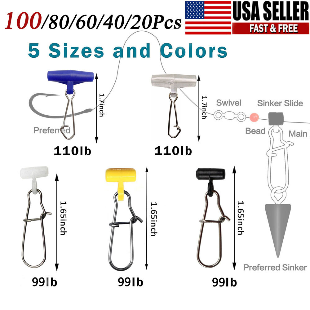 20-100PCS Fishing Line Sinker Slide with Snap High-Strength Fishing Line Sinker